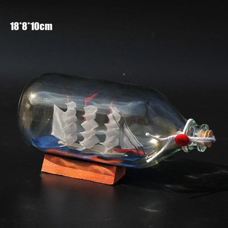 Sailing Boat In Bottles Miniatures Fairy Garden Glass Decoration Figurines Drift Bottle DIY Desktop Home Decoration Accessories