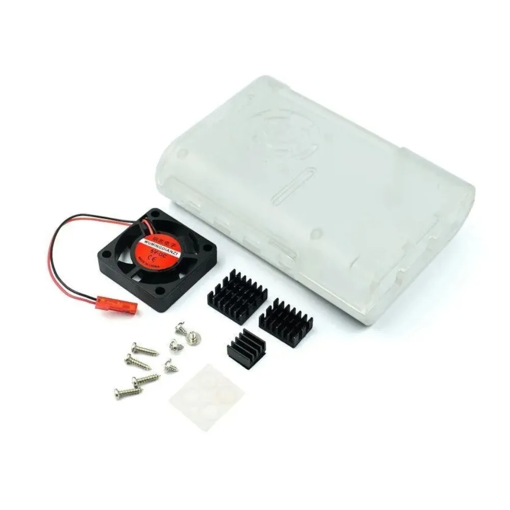 for Raspberry Pi 4B ABS injection molded case with a black and white heat dissipation fan