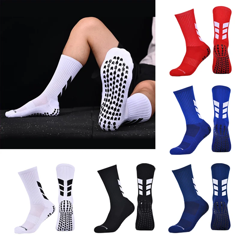 2024 New Anti Slip Tape Design Football Socks Medium-High Tube Non-Slip Soccer Socks Men Women Sport Cycling Yoga Grip Socks