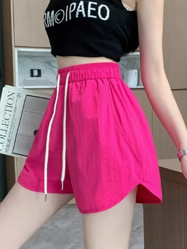 

Ледяной шелк Qui Dry Sports orts женские летние тонкие свободные брюки большого размера для похудения повседневные широкие брюки для бега на открытом воздухе