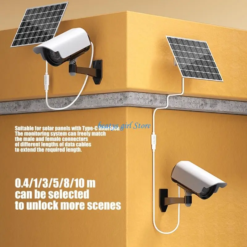 

C7AB Durability PVC Type C Charging Cable Power Extension Cord for Outdoor Monitoring