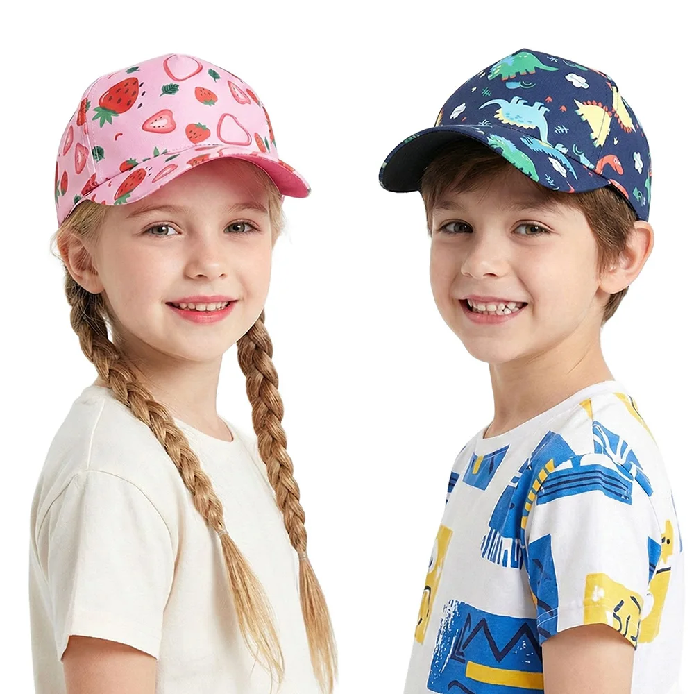 Kid Baseball Cap 2-6 Years Breathable Cartoon Animal Visor Hat Boy Girl Sunshade Adjustable Outdoor Travel Hiking Beach Sun Hat