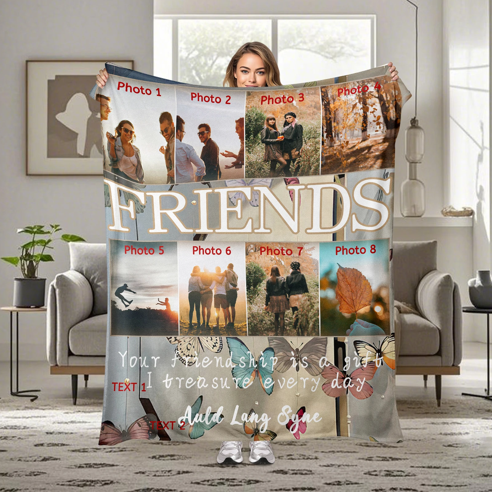 

Customize A Keepsake Blanket With 8 Friend Photos And Two Personal Messages For Your Closest Pals