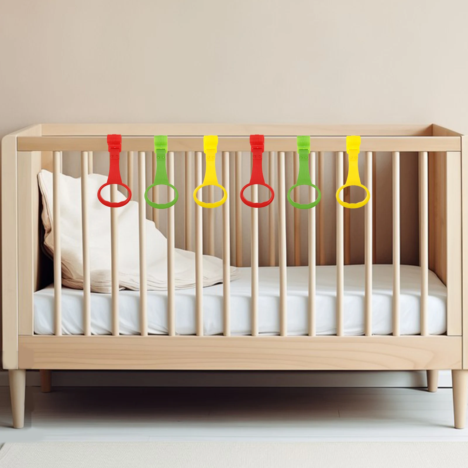 

6 Pcs Crib Sling Accessories Baby Tool Bed Stand Up Rings Pull Hanging Toy Plastic Playpen Child