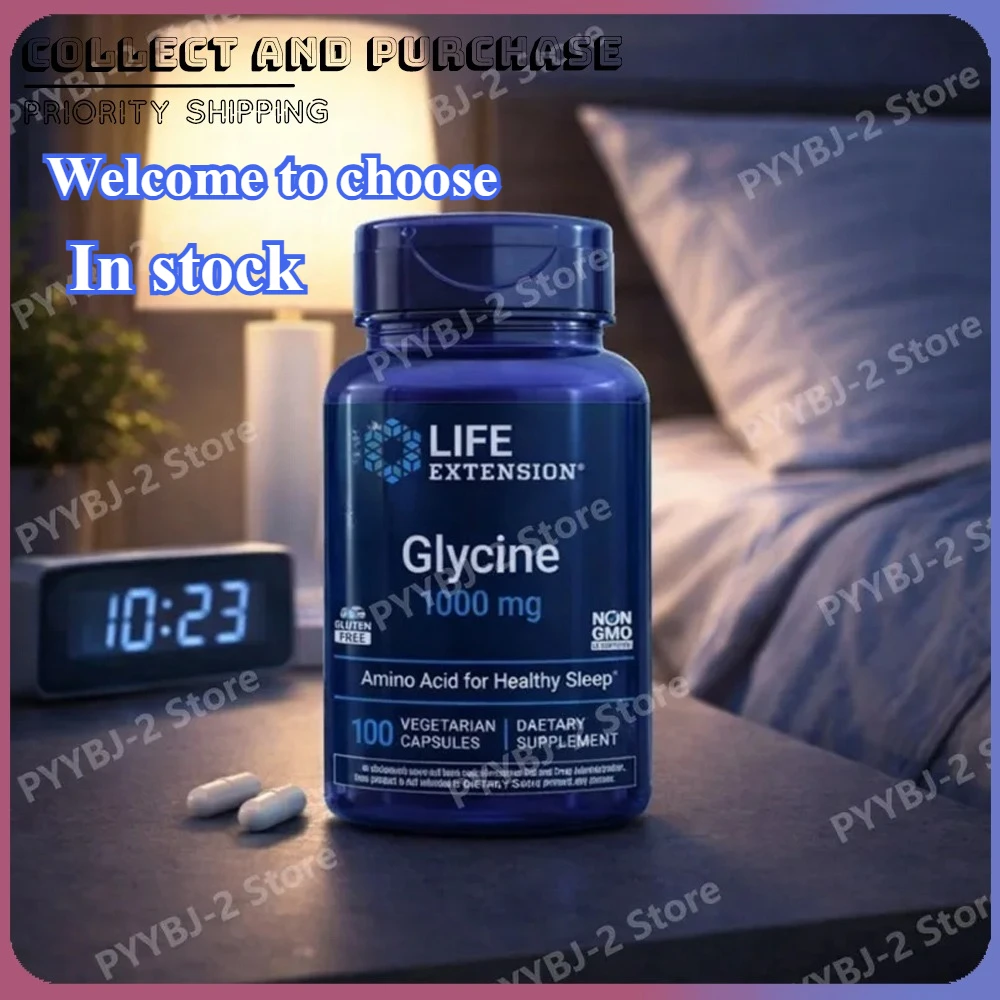 

100 Count Glycine Capsule Healthy Sleep Supplement with 1000 Mg Amino Acid Ingredient Support Nights Relaxation and Restful