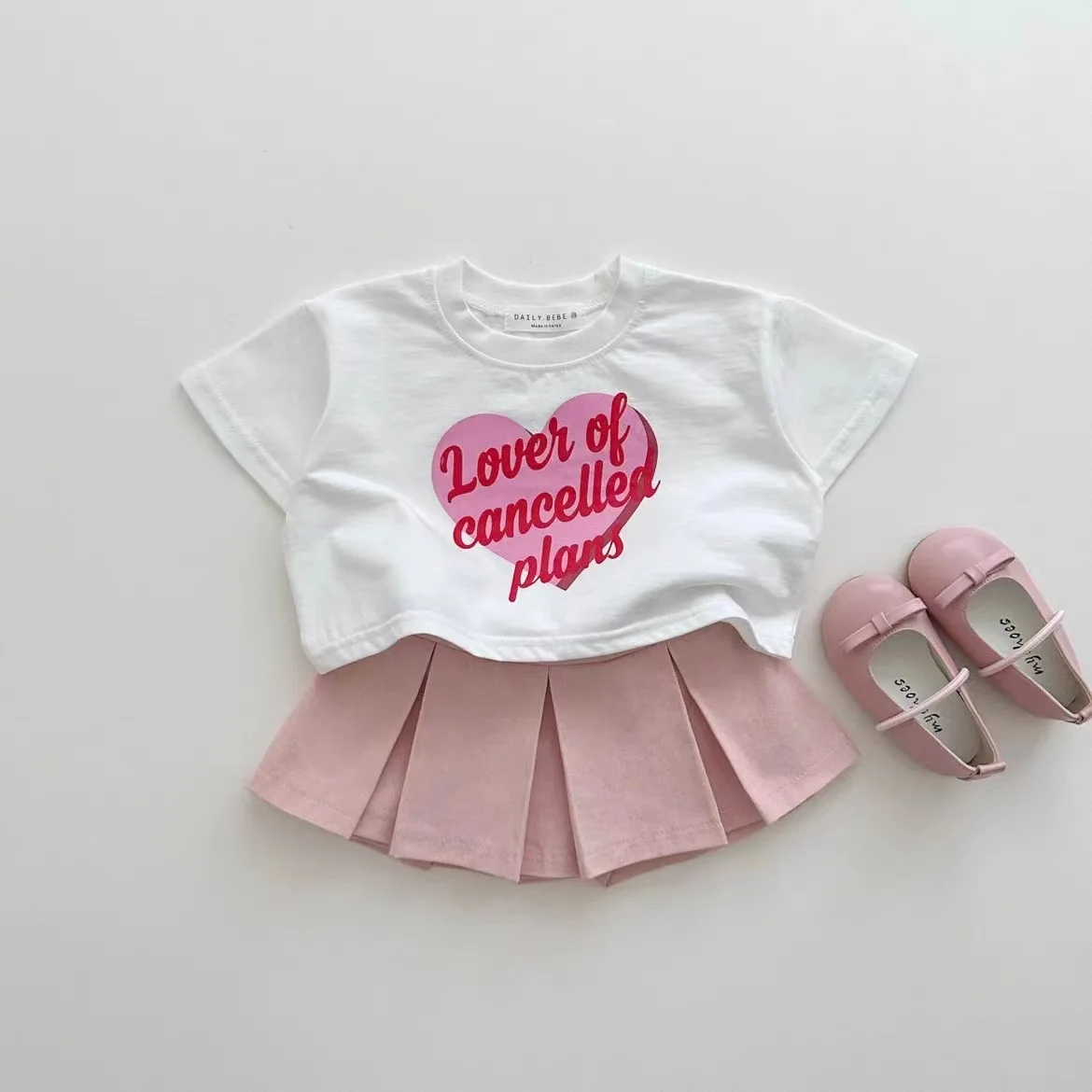 Children's Clothing Spring&Summer New Kids Sweet Heart Short T-shirt for Newborn Baby Sweet Short Sleeved Top for Toddlers Girls