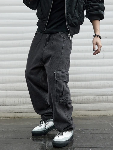 Imagen 2 del producto Y2k nuevos pantalones vaqueros holgados para hombre, pantalones Harajuku de Hip Hop, pantalones vaqueros de pierna ancha, ropa de calle para hombre, pantalones Cargo coreanos de gran tamaño