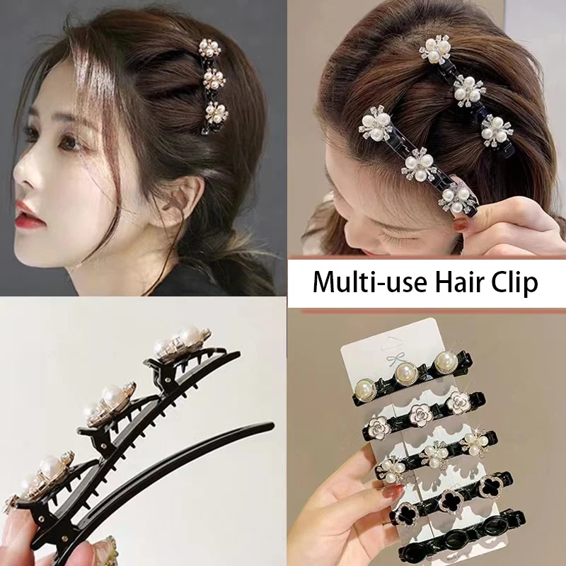 

New Butterfly Flower Pearl Hairclip for Women's Forehead Hair Clip Multi-use Headwear Accessory