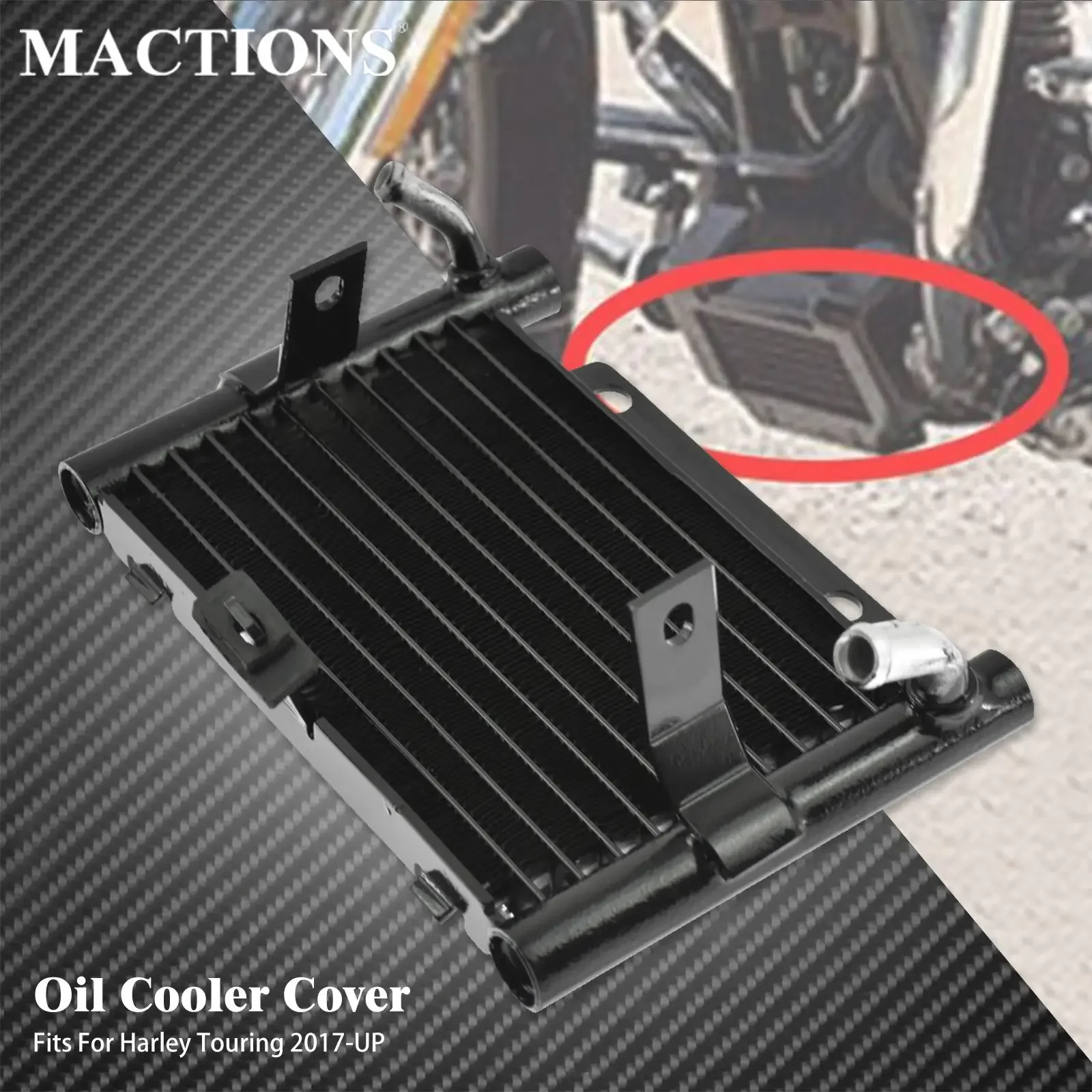 

Motorcycle Oil Cooler Cover Radiator Water Cooling Replacement For Harley Touring Road King Glide Special FLHR FLHXS 2017-Up