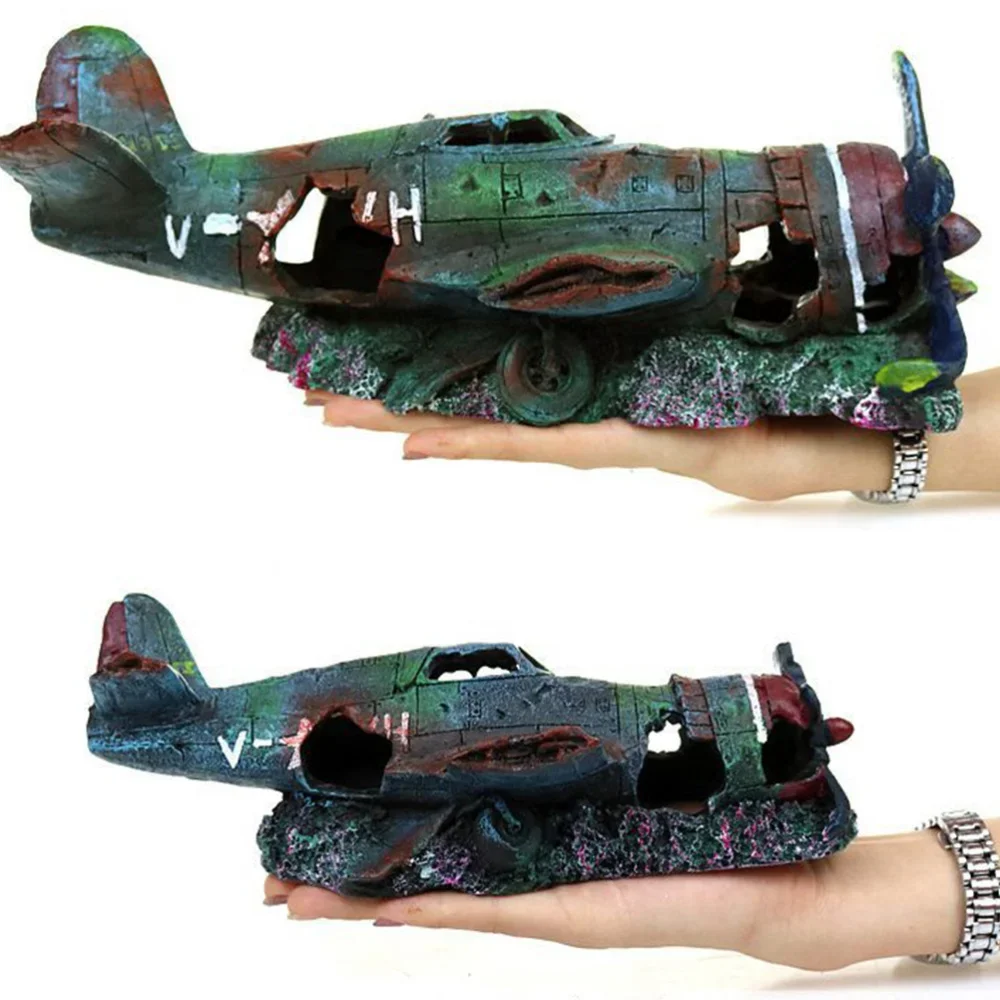 Fish Tank Resin Craft Plane Artificial Plane Wreckage Decor Aquarium Landscape Ornament