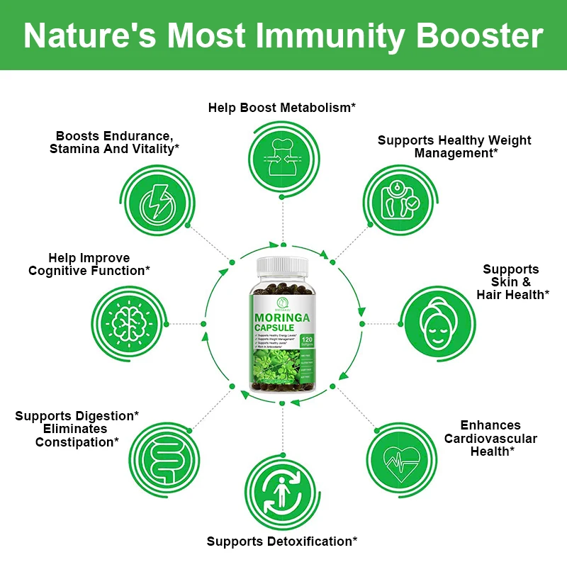 BBEEAAUU Natural Moringa Oil Capsule Boost Metabolism Support Repairs Damaged Cells Alleviate Inflammation Cardiovascular Health