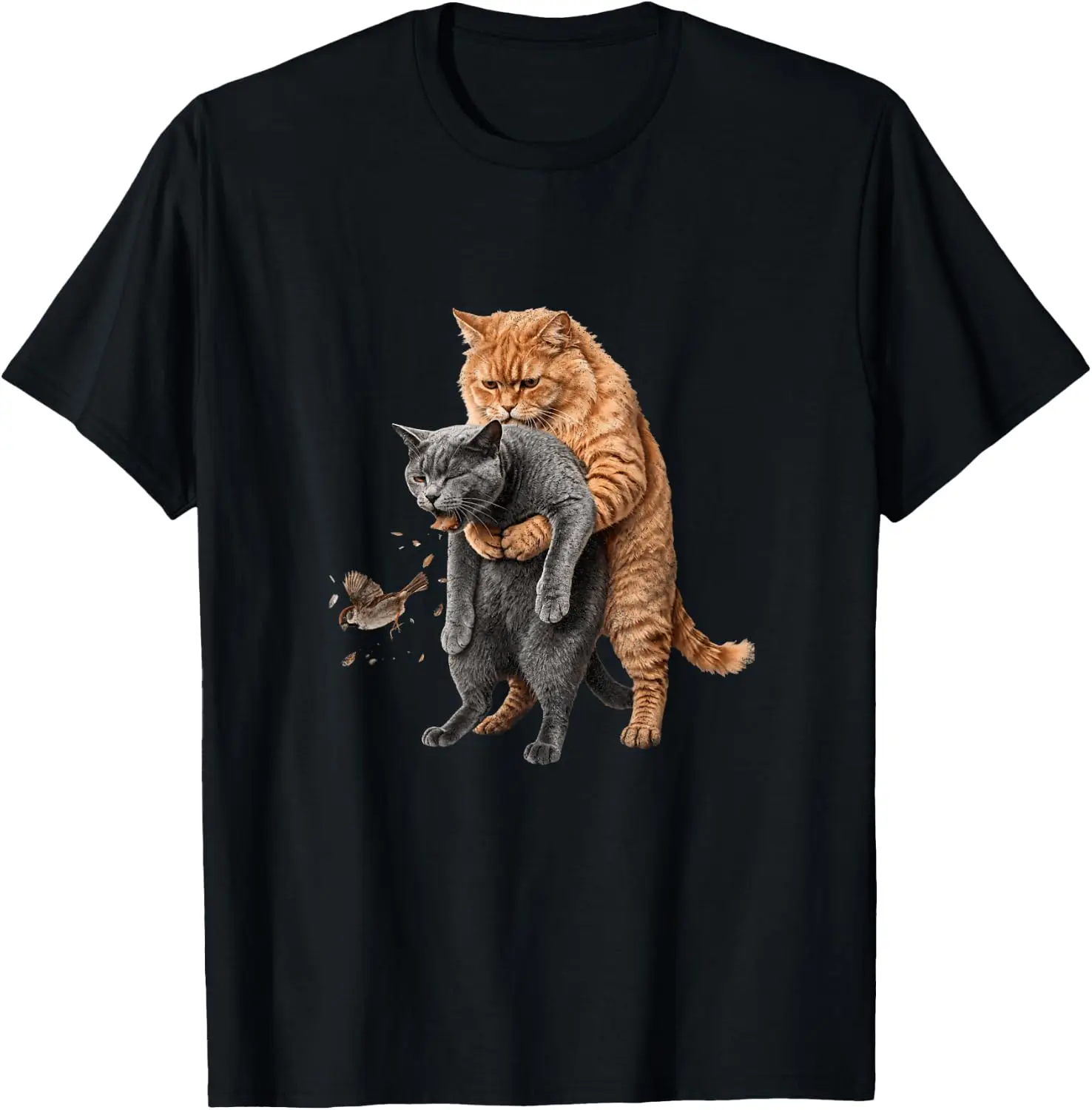 Funny Cat Meme Heimlich Maneuver Life Saving Technique Humor T-Shirt Men T Shirt vintage Cat Pattern Graphic Tee, Funny Cat Print Crew Neck Short-Sleeve Top, Casual Daily Wear Men Cotton T-Shirt.