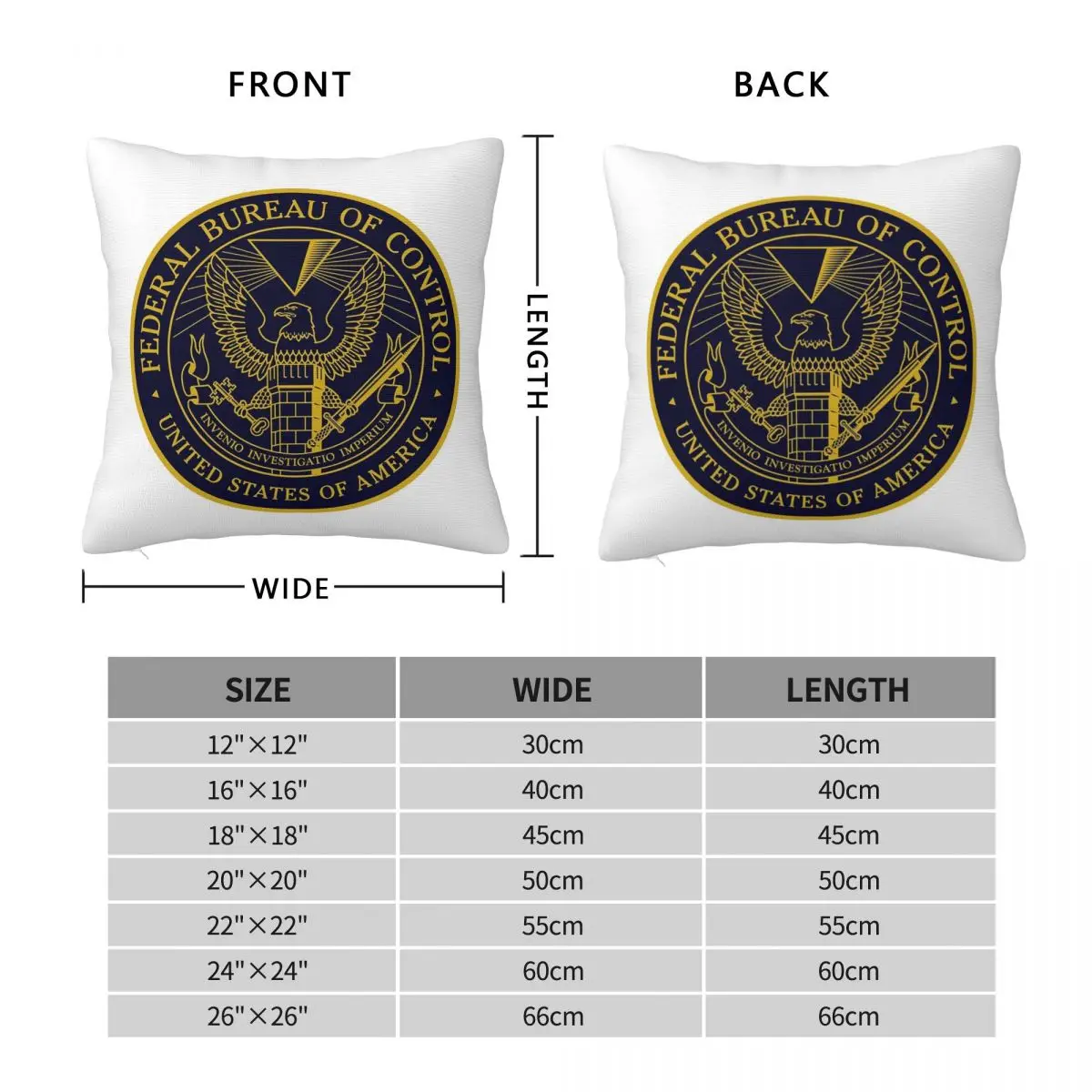 Federal Bureau Of Control Square Pillowcase Pillow Cover Polyester Cushion Decorative Comfort Throw Pillow for Home Living Room