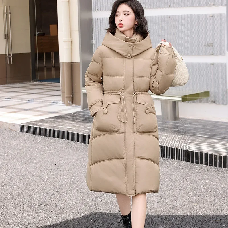 -30 Degrees Winter Women\'s Clothing Large Size Thickening Length Down Cotton Jacket Female Comfort Casual Parkas Hooded Coat