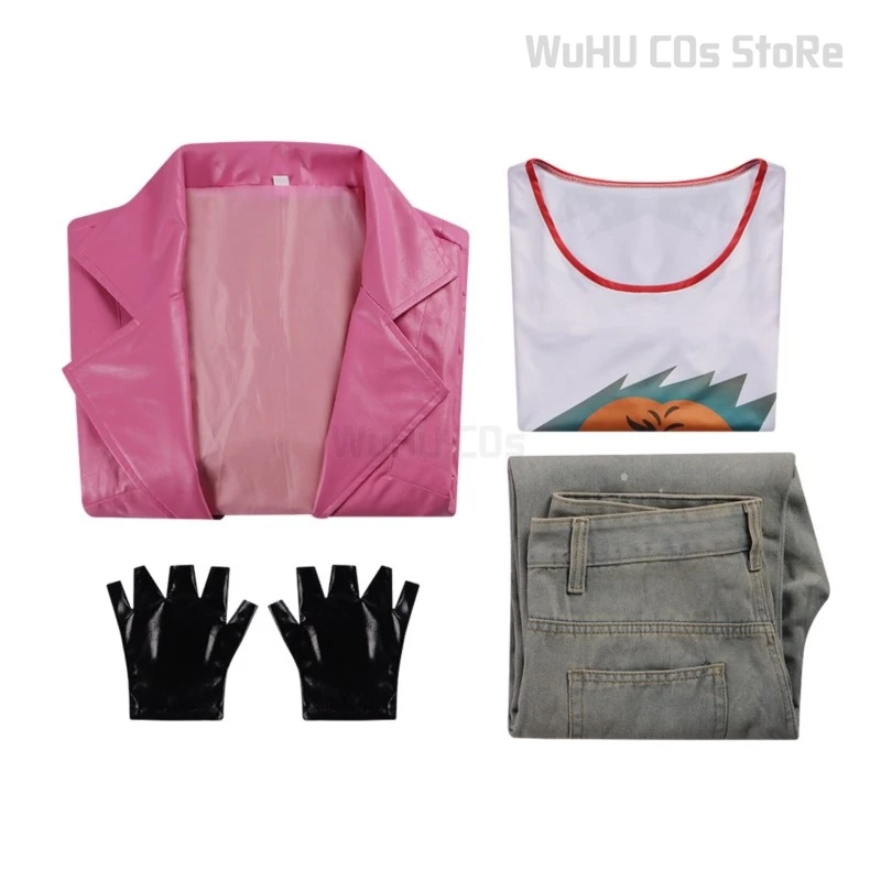 2025 abrigo rosa pantalones hombres mujeres Garett Natalie Dawn Henry Cosplay disfraz película Mincr traje de juego de rol ropa de fiesta de Halloween