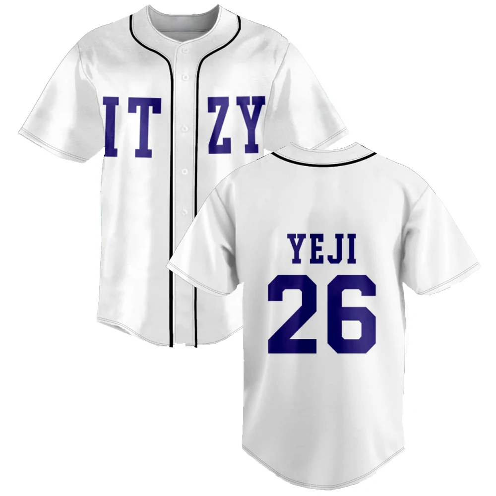 Kpop ITZY None of My Business Merch Baseball Jersey T-shirt Fashion V-Neck Short Sleeve Men Women's Tshirt 2023 Hip HopClothes