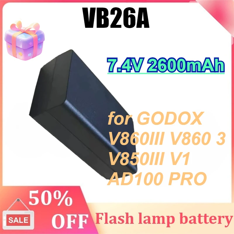 

7.4V 2600mAh Strobe Lighting Battery VB26A V860 for GODOX V860III V860 3 V850III V1 AD100 PRO Flash Lamp Battery