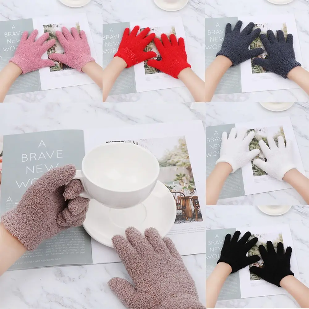 حار بيع بنين بنات لينة دافئة جميلة أصابع كاملة قفازات كاندي اللون المرجان القفازات #2