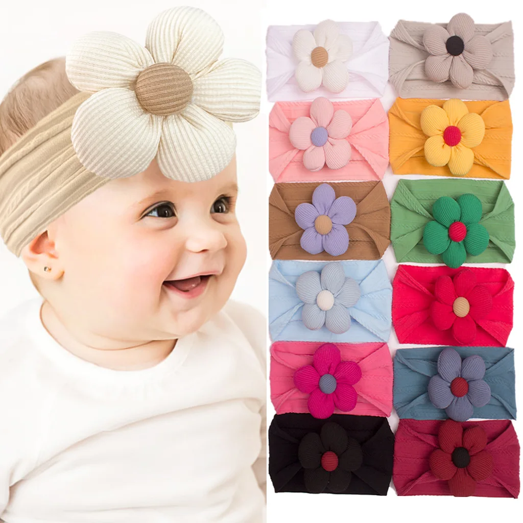 Big Bow Flower Elastic Hairbands Children Girls Sweet Hair Bands Fashion Headbands Hair Accessories Turban For Kids