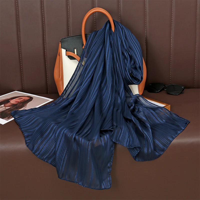 Large Size Silkly Stain Scarf Women Plain Foulard Femme Luxury Hijab Long Bandana Evening Party Dress Shawls and Wraps 2024