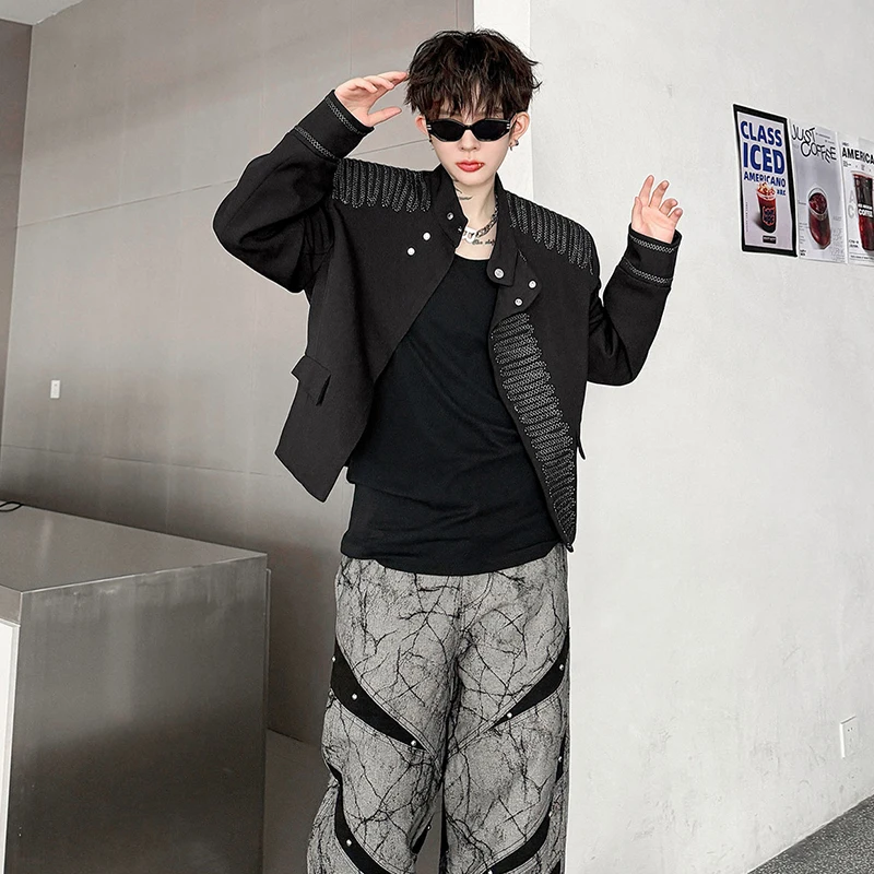 LUZHEN 2026 Autumn Patchwork Line Pattern Outline Casual Jacket Men's Fashion Handsome Original Slim Elegant Male Clothes JY8703