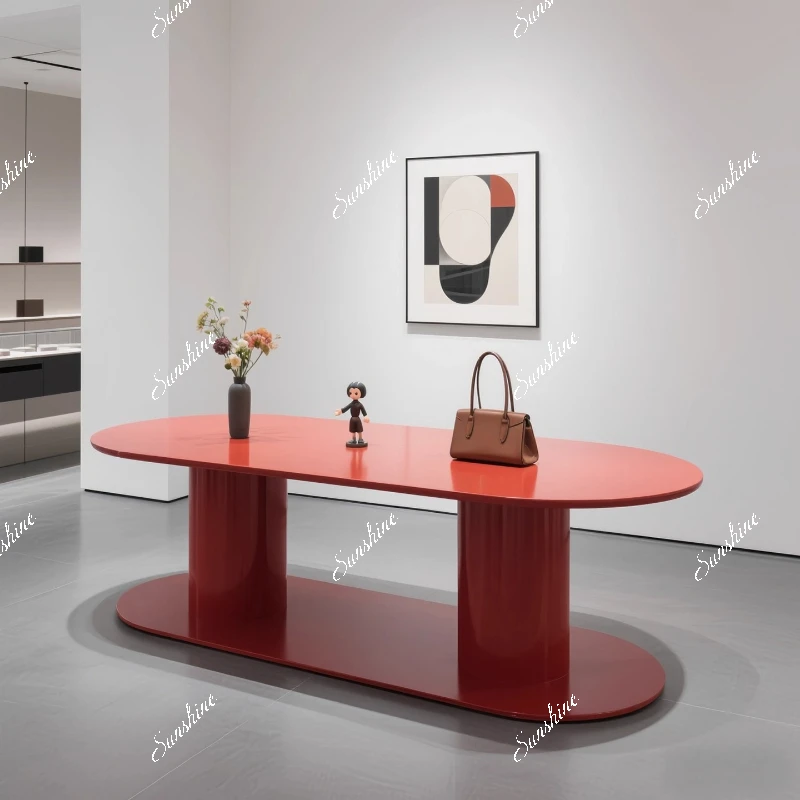 

Light luxury wood display display stand Art flow table