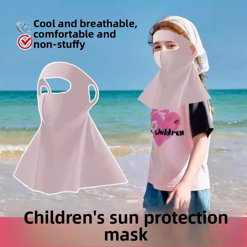 Mascarilla Facial de Protección Solar para Niños, Cubre Toda la Cara, Gafas de Sol, Previene Quemaduras Solares, Estilo Coreano, Primavera Verano