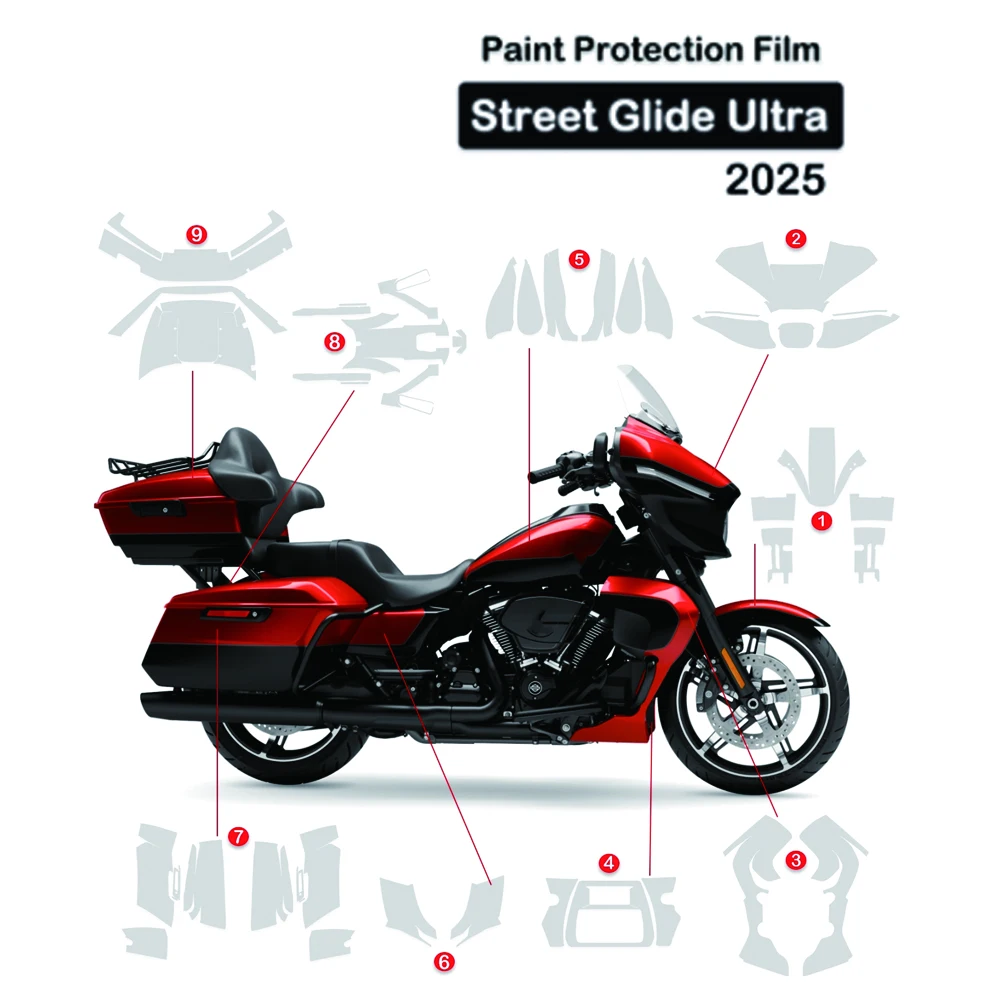 

Мотоциклетная PPF для Harley Street Glide, ультра-ТПУ, защитная пленка для краски, уличное скольжение, ультра самовосстанавливающаяся, устойчивая к царапинам, против года