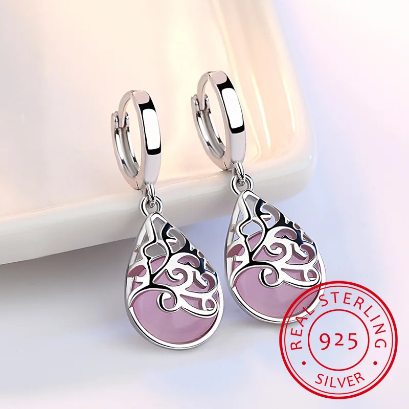 Modny Opal kamień kwiat 925 Sterling Silver Ladies stadniny kolczyki oryginalna biżuteria dla kobiet anty alergia Drop Shipping