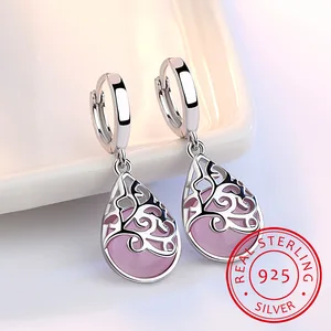 Trendi Opal Batu Bunga 925 Sterling Silver Wanita Stud Earrings Perhiasan Asli untuk Wanita Anti Alergi Drop Pengiriman 8 anting drop perak 925 penjualan terbaik - №