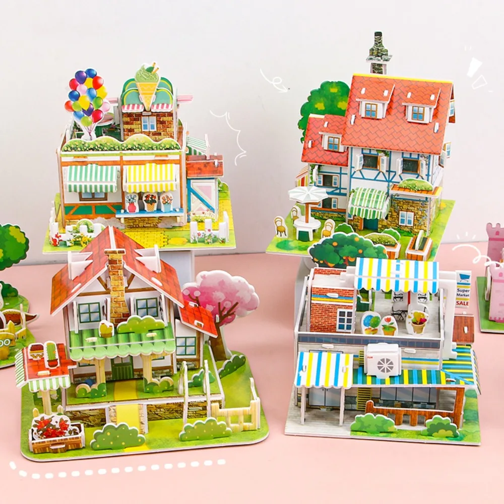 New Paper House Model Puzzle Early Education 3D Puzzle Model Funny Handmade Jigsaw Puzzles