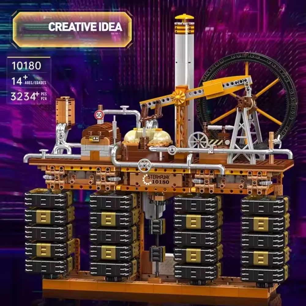 Creative 10180 Steampunk Cube Clock Building Blocks, 3234PCS Mechanical Engine Model Bricks, Adult Difficult Assembly for Gift