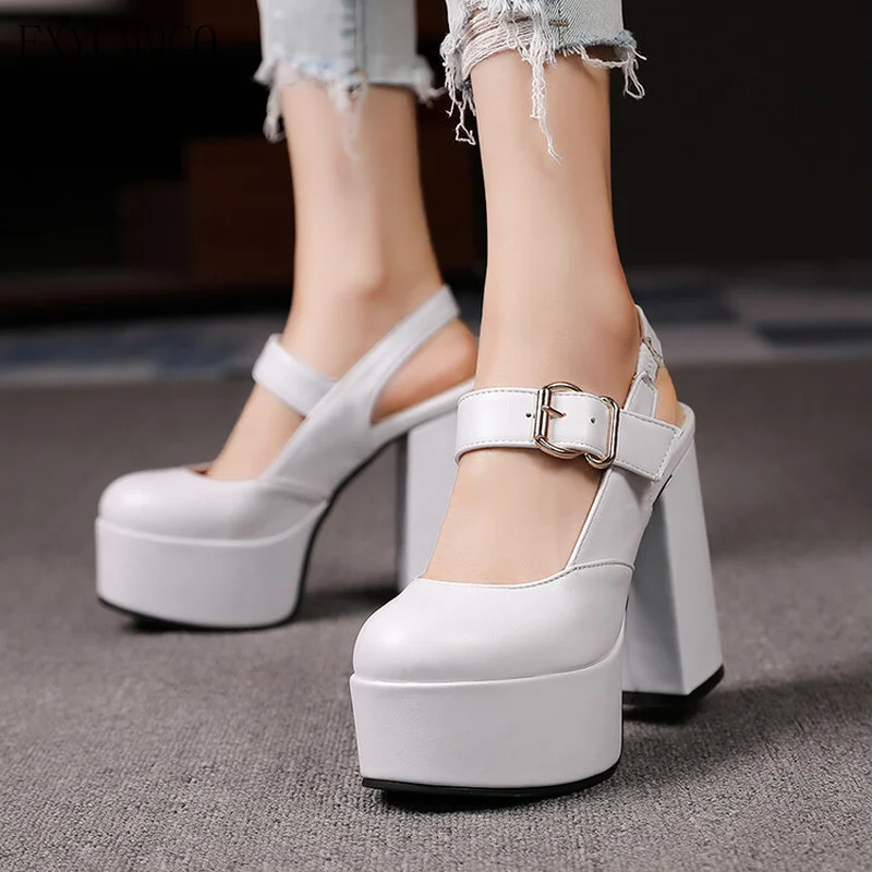 

FXYCMMCQ 2022 Summer New Comfortable Thick High-heeled Fashion Show Tall and Thin All-match Women's Sandals C22-37