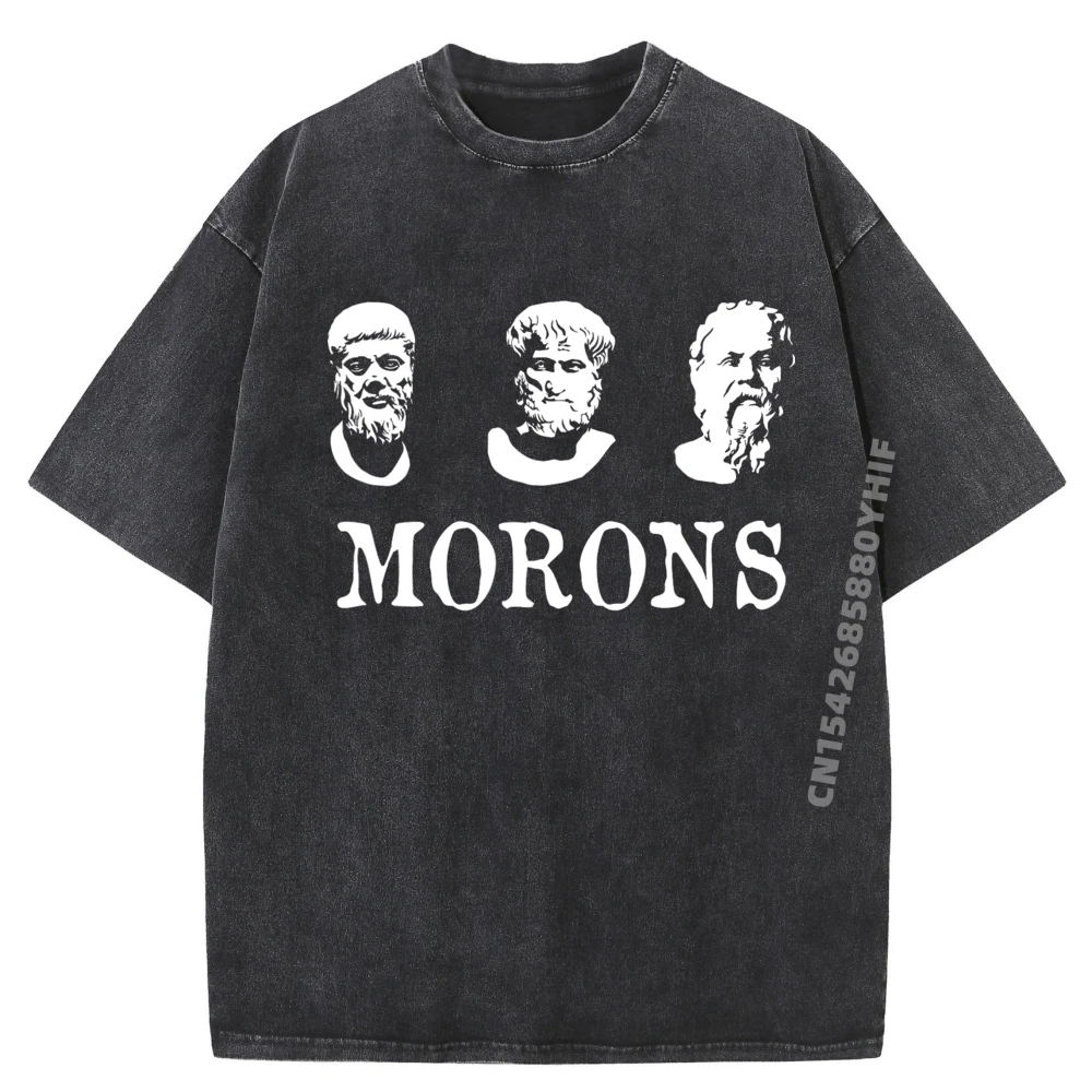 

Morons Psychology Funny Philosophers Humor Saying Graphic Shirts Men's T-Shirts Loose Washed Tops T Shirt