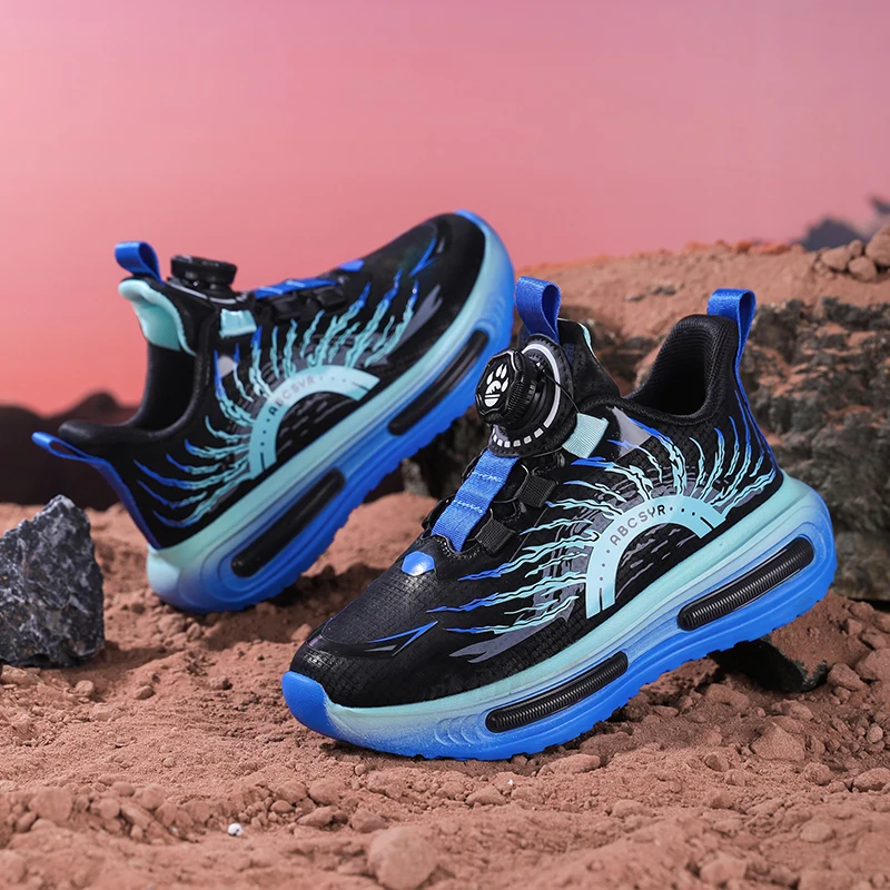 

Детская спортивная обувь, новые модные нескользящие сетчатые кроссовки с рисунком для мальчиков, легкие повседневные кроссовки для бега и ходьбы для детей