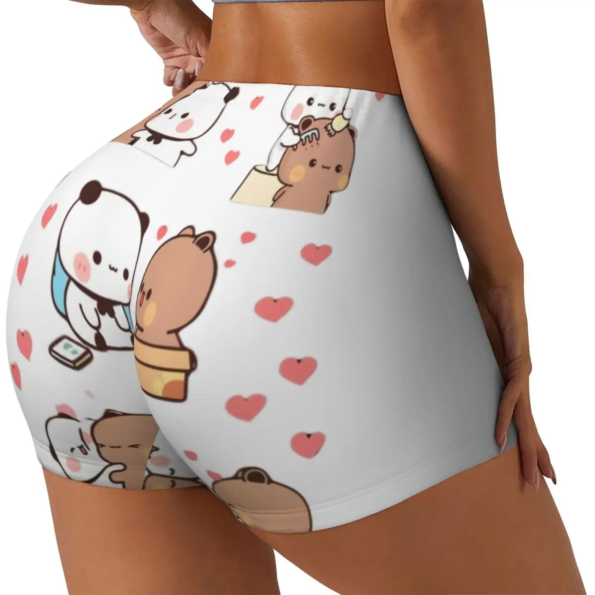 Custom Bubu Dudu Love Story Running Volleyball Gym Shorts Women's Peach And Goma Athletic Workout Yoga Shorts