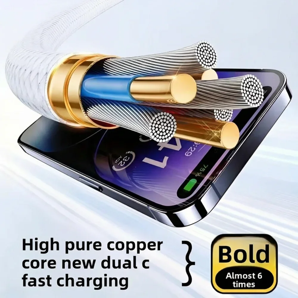 PD 60W USB C to Type C Fast Charging Cable for Apple iPhone 17 16 15 Pro Max Quick Wire Charging Data Cable Nylon Braided 3m 5m - view 5