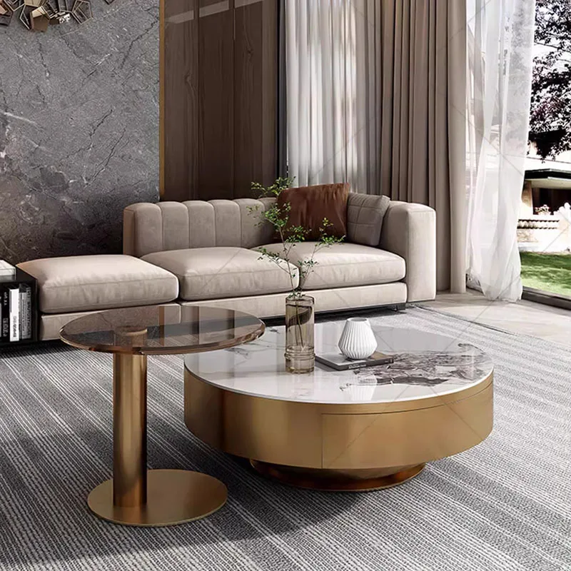 Round Clear Coffee Table Simple Aesthetic Designer Accessories Decoration Coffee Table Minimalist Unique Meubles Home Furniture