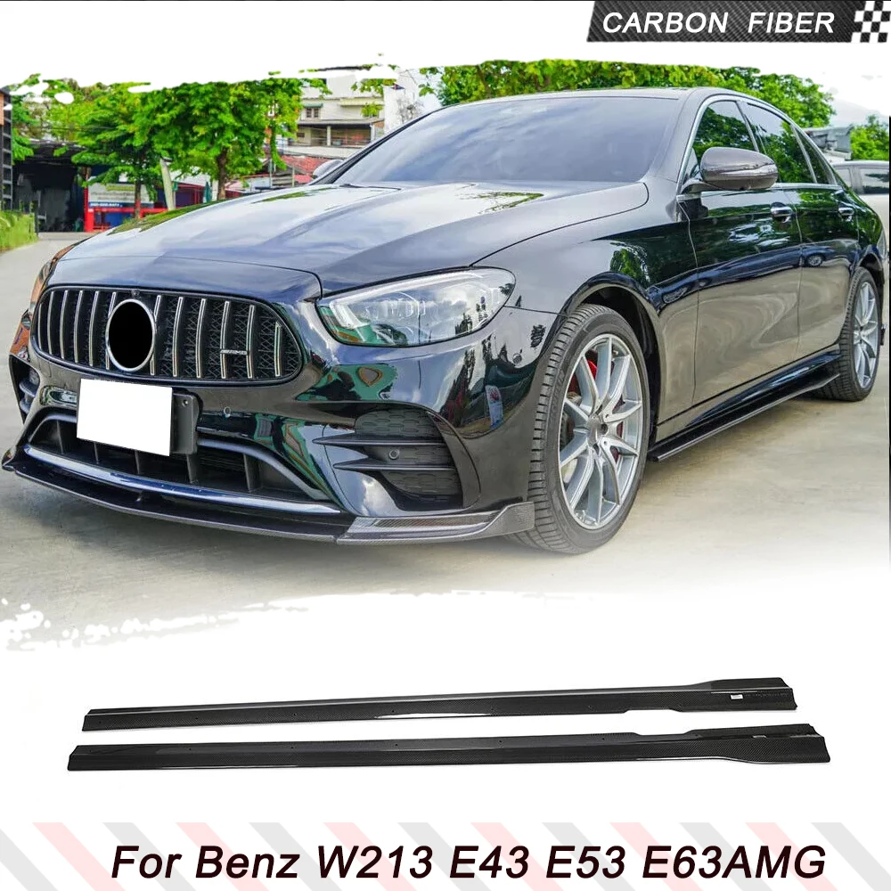 

Real Carbon Fiber Side Skirts Extension Lips For Mercedes-Benz E Class W213 E43 E53 E63 AMG Sedan 2016-2019 Car Side Protection