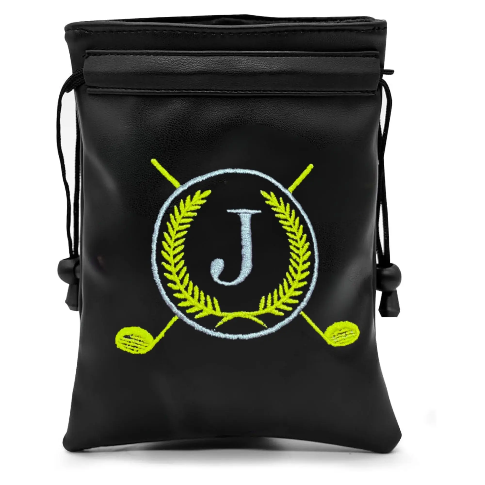Funny Golf Valuables Pouch, PU Leather Golf Tee Pouch with Drawstring Closure Golf Ball Handbag Portable Ball Pouch