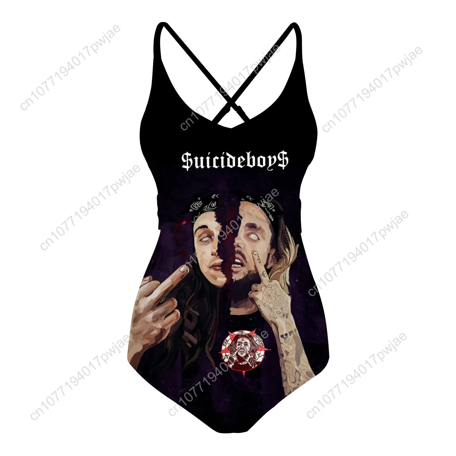Suicideboys Hip hop Singer Swimsuit Women Sling Swimsuits Sexy Swimwear Pool Beach Bikini Summer Holiday Customize Bathing Suits
