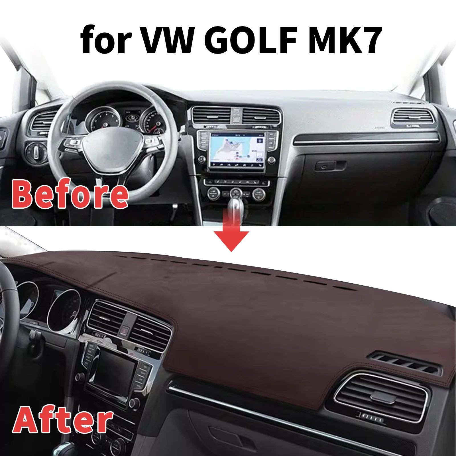 

for Volkswagen VW GOLF MK7 2014-2018 GTI R Dashboard Cover Sun Shade Protector Dashmat Anti-Glare UV Block Carpet Mat Dash Mat
