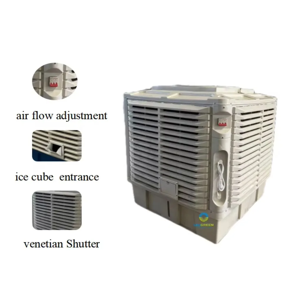 Commercial Air Cooler, Movable Fan, Large Water Tank, Portable Evaporative Cooler for Greenhouse, High Efficiency Cooling System