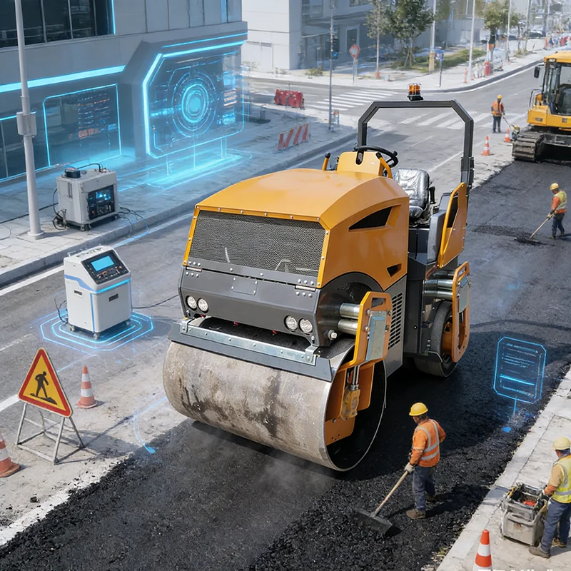 

Customized 2Ton Mini Road Roller Vibratory Compactor Small Double Drum Road Machinery For Easy Operation