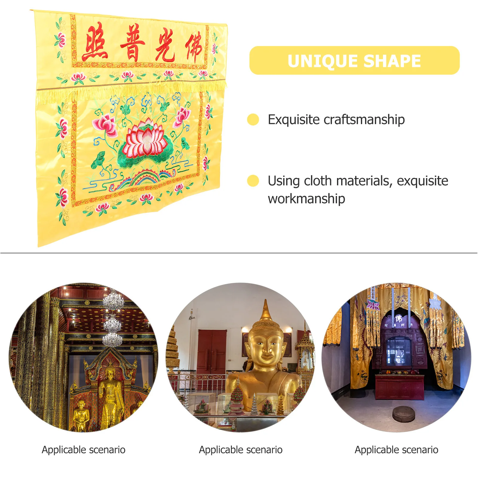 

Buddhist Table Cloth Lotus Banner Exquisite Craftsmanship Decorative Embroidery Pattern Home Temple Supplies