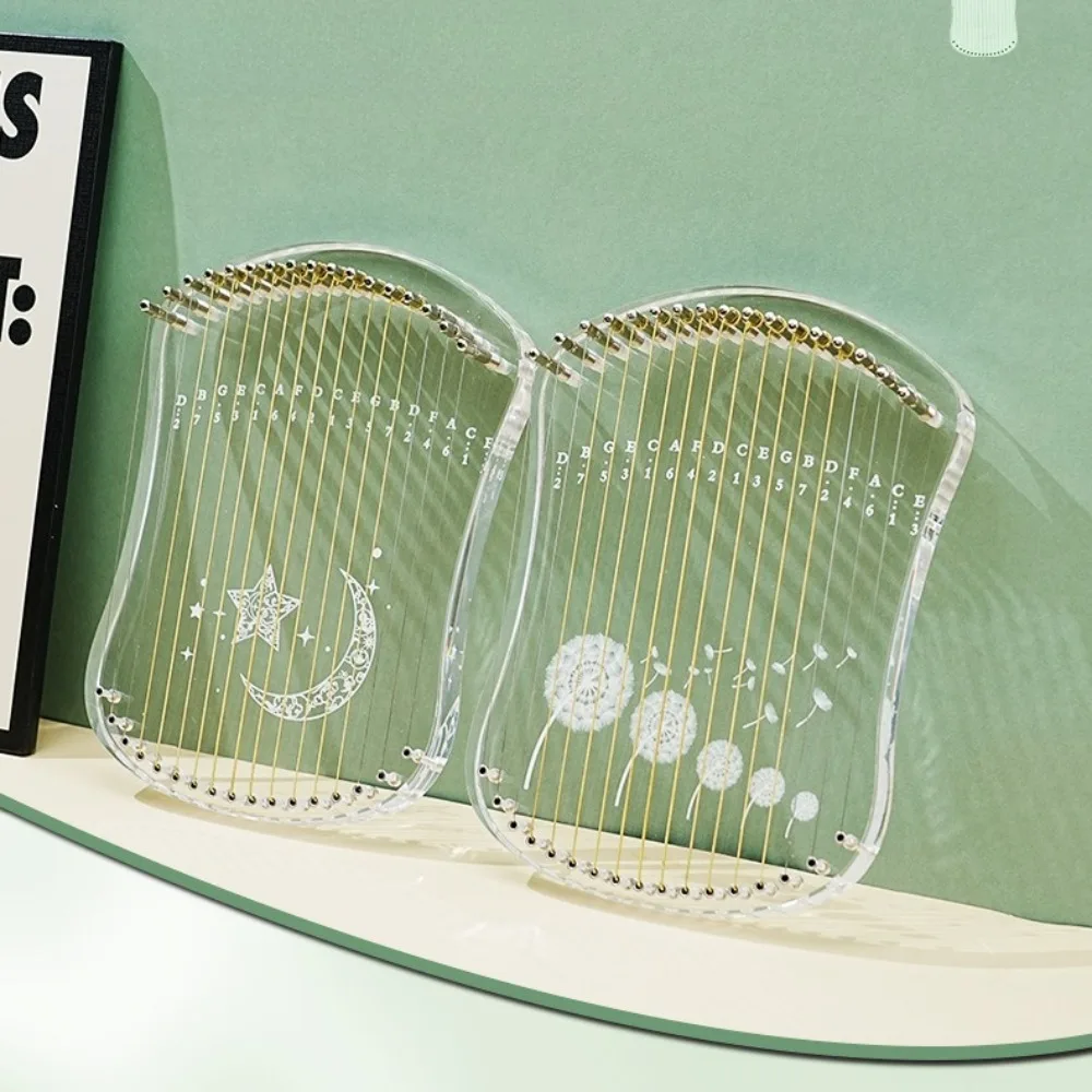 17 String Clear Acrylic Lyre Harp Portable Thumb Finger Harp for Beginner Student Kalimba Mini String Musical Instrument