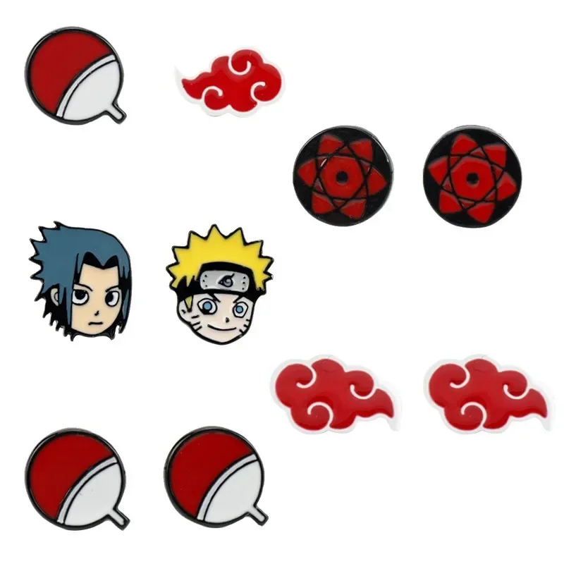 HOT Anime Uzumaki Naruto Orecchini Accessori Uchiha Itachi Sharingan Cosplay Party Orecchini a bottone Giocattoli per le donne Uomini Ragazza Regalo