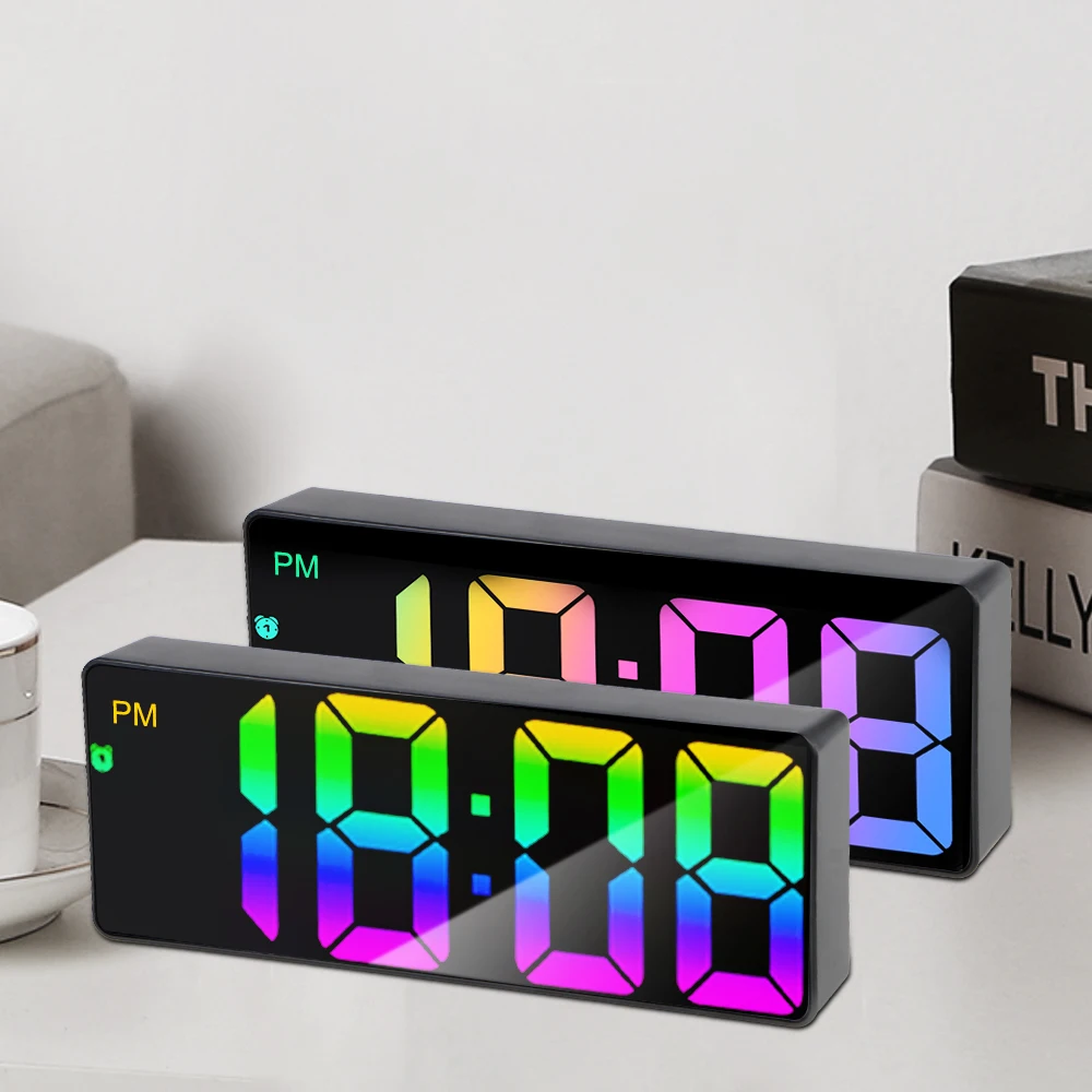 12/24 Hours Dual Snooze Voice Control LED Alarm Clock Temperature Electronic Student Digital Clock Table Desk Clock