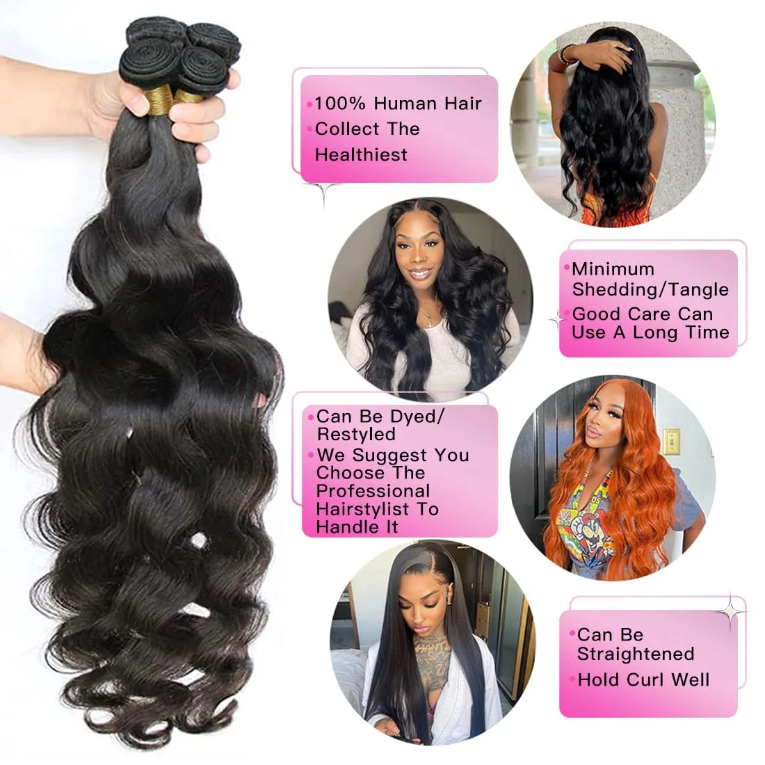 12A Body Wave Bundles Human Hair 100% Virgin Human Hair Extensions Brazilian Weaving PerisModa Natural Black Human Hair Bundles