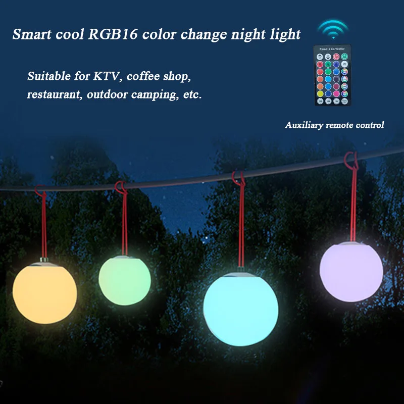 Lustre extérieur en boule LED PE durable et multifonctionnel, crash de chute et degré d'eau, charge, lumières décoratives ambiantes